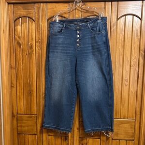 J. Jill High-Rise Wide Leg Cropped Jeans with Frayed Hem